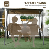 3-Seat Outdoor Patio Swing Chair-Brown 00644178