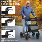 308lbs Foldable Rolling Walker 9" All-Terrain Tires, 7-Level Height , Wide Seat, 01542722