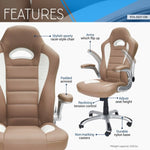 ZUN High Back Executive Sport Race Office Chair with Flip-Up Arms, Camel 53880693