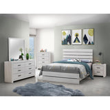 Coastal White Slatted Headboard Queen Panel Bed B062P153568