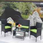 ZUN 4 PC Rattan Patio Furniture Set Outdoor Patio Cushioned Seat Wicker Sofa W20985038