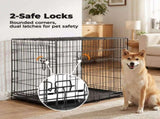 36 Inch Double Door Dog Crate - Heavy Duty Foldable Metal Cage with Divider, Removable Tray & 36304739