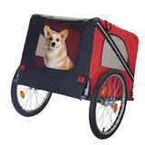 ZUN Dog Bike Trailer, Breathable Mesh Dog Cart with 3 Entrances, Safety Flag, 8 Reflectors, Folding Pet 55291852