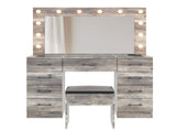 Vanity Desk Set with Large Lighted Mirror and Powre Outlet, Glass Top Makeup with 9 Drawers, 52234192