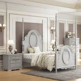 Grey 3-Drawer Nightstand B062P209009