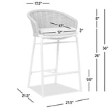 Santorini 28" Wicker Back Outdoor Bar Stool, Set of 2, Wheat Beige Axroma Olefin B2719P308009