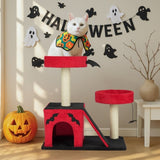 26" Gothic Cat Tree, Cat Tower with Spacious Cat Condo, 2 Padded Perches, Spider Toy, Scratching 74939297