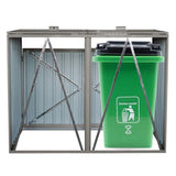 Garbage Bin Shed Stores 2 Trash Cans Metal Outdoor Bin Shed for Garbage Storage,Stainless Galvanized 36500696
