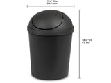(2 pack)Small Bathroom Trash Can, 3 Gallon Plastic Garbage Bucket Bin with Swing Top Lid, Black 60671436