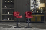 Set of 2 Bar Stools with powder Footrest and Base Swivel Height Adjustable Mechanical Lifting Velvet W1249P253957