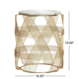 ZUN ROUND WIRE TABLE WITH MARBLE TOP 68506.00