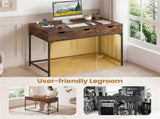 43.5" Home Office Desk with Built-in Charging Station & 3 Drawers Hidden Compartment 65126264