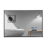 ZUN 36x24inch Black Rectangular Bathroom Mirror Square Angle Metal Frame Mounted Hanging Plates W2091127006