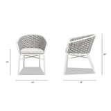 Rowan 24" Rope Barrel Back Patio Dining Chairs, Set of 2, Optic White Acrylic B2719P245966