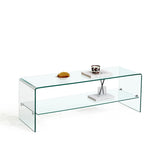 ZUN Clear Glass TV Table, Tempered Clear Glass TV Stand for Living Room W1718P242508