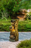 12.4x11.6x37.8" Decorative 3 Tier Tree Trunk Fountain with Lights and Pump, Brown W2078P178872