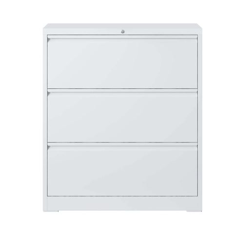 ZUN Lateral File Cabinet 3 Drawer, White Filing Cabinet with Lock, Lockable File Cabinet for Home 01157395