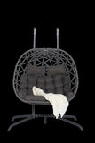 ZUN 2 Person Outdoor Rattan Hanging Chair Patio Wicker Egg Chair 98959467