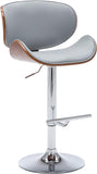 Modern Contemporary Swivel Walnut Bentwood Lift Adjustable Height Bar Stool with Curved Seat and B347P352940