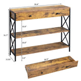 3 Tier Console Table Entryway with Drawer and 2 Open Storage, Industrial Sofa Table with Storage 15815889