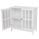 ZUN FCH Transparent Double Door Side Cabinet White 44876940