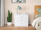 3-Drawer Tall Cabinet Particleboard Bedside Table with Textured Melamine Finish White 32152387