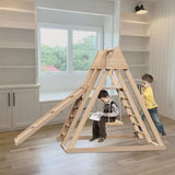 ZUN 4-in-1 Indoor Play Gym - Jungle Gym Playset with Baby Swing, Slide, Ladder, and Climbing Wall 30433659