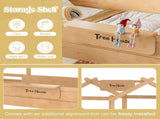 Twin Size Floor Bed with Guardrails and Roof, Kids House Floor Bed with a Small Built-in Tray and W1580P396331