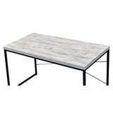 Faux Concrete Top Rectangular Writing Desk, Antique White and Black B016P311345