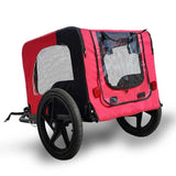 Bicycle trailer for pets outdoor foldable red color dog trailer with reflectors and safty flag W136456073