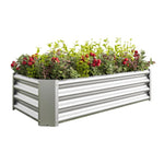 ZUN Metal Raised Garden Bed, Rectangle Raised Planter 4×2×1ft for Flowers Plants, Vegetables Herb Silver 12226437