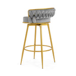 ZUN Swivel Counter Height Bar Stools Set of 2,31.5"Bar Height Stools with Hand-Woven Backrest & Gold N762P216979E