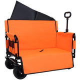 3-in-1 Convertible Folding Wagon Cart with Bench Seat & Storage - 500lbs Heavy-Duty Utility Wagon, W2932P283542