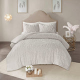3-Piece Tufted Cotton Chenille Medallion Duvet Cover Set B03597332