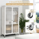 Modern Mobile Closet Armoire - 31.5"x14.5"x58" Size, Visible Doors, Adjustable Shelves & Hanging 85119250