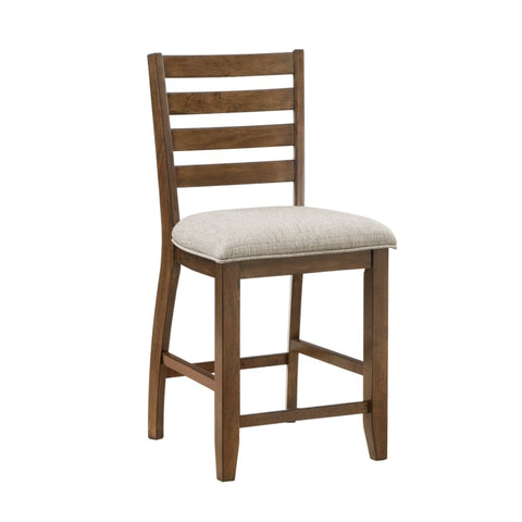 ZUN Counter Height Chairs Set of 2 Traditional Cherry Finish Wood Frame Beige Upholstery Dining B011P263745