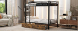 ZUN Metal Bunk Bed With drawers, Twin, Black MF311015AAB