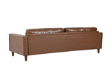 Mirod Mid-Century Modern PU Leather 3-Seat Sofa, Tufted Design, Solid Wood Legs, 2 Bolster Pillows, N760P285734G