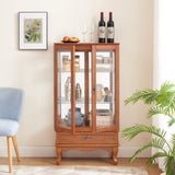 Lighted Glass Cabinet Glass Wine Cabinet Curio Display Cabinet with Adjustable Glass Shelves 2 Doors W2275P178824