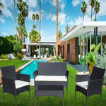 ZUN 4 PC Rattan Patio Furniture Set Outdoor Patio Cushioned Seat Wicker Sofa W209P149123