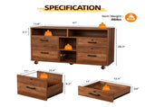 Wooden Filing Cabinet, 4 Drawers, Walnut, P2 Particle Board with Melamine 39071771