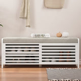 TREXM Distressed Shutter Storage Bench with Acacia Veneer for Retro Charm for Living Room, Entryway N715P196968K