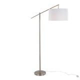 Casper 69" Contemporary Metal Floor Lamp in Brushed Nickel with Off-White Linen Shade from Grandview B202P223998