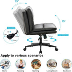 ZUN Office Chair Armless Desk Chair with Wheels, PU Padded Wide Seat Home Office Chairs, 120&deg; Rocking W1521P179328
