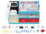 Blue Wooden Doctor Office Playset with X-ray ECG Monitor Sink Height Measurer for Toddlers 3-6 41671633