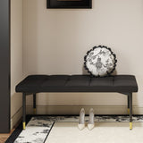 47*16 Inch Multifunctional Black Shoe Bench - Faux PU Cushion, Sturdy Metal Legs With Gold W1151P214994