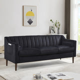 ZUN Modern Chesterfield Sofa, Comfortable Upholstered Sofa, Velvet Fabric, Wooden Frame with Wooden 74120956