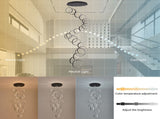 20 Ring High Ceiling Chandelier Foyer, Black Modern LED Large Staircase Long Chandeliers Light 69883940