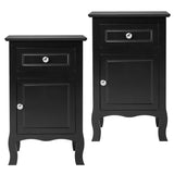 2pcs 40*30*63cm Country Style MDF Spray Paint Curved Feet One Draw One Door Night Table Black 71595633
