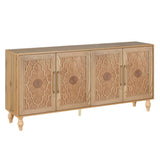 Carved Flower Door Large Storage Cabinet With Metal Handle Suitable For Living Room, Kitchen, W1445P164167